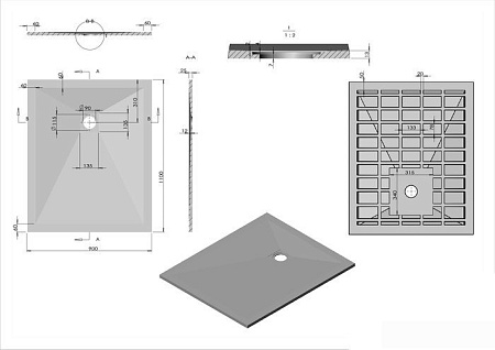 Душевой поддон Vincea VST-4SR9011W 110x90