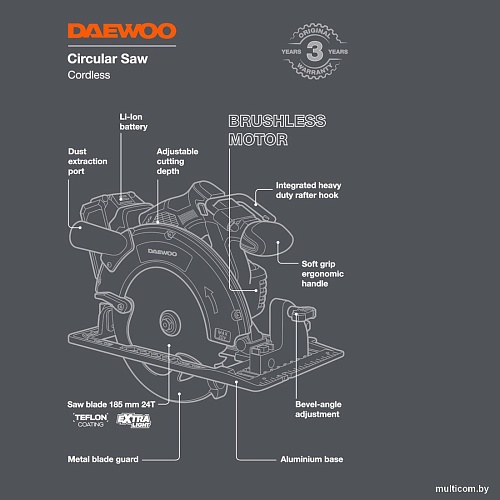 Дисковая (циркулярная) пила Daewoo Power DAS 1821Li Set (с 1-им АКБ)