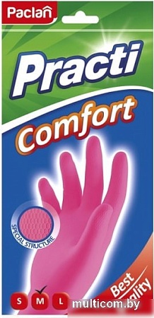 Латексные перчатки Paclan Practi Comfort M (розовый)