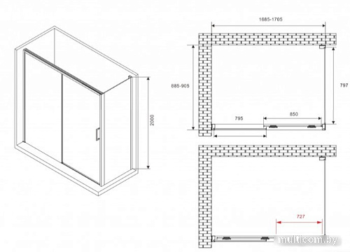 Душевой уголок Abber Komfort AG93170B-S92B