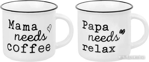 Набор кружек Elan Gallery Papa Needs Relax&Mama Needs Coffee 880171 (2 шт)