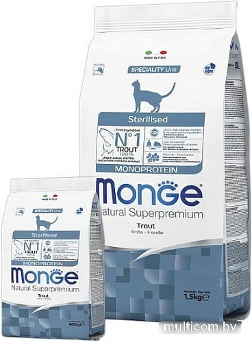 Сухой корм для кошек Monge Superpremium Monoprotein Sterilised Trout 1.5 кг