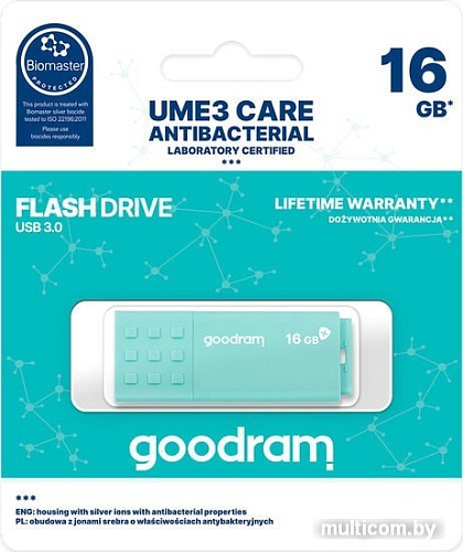 USB Flash GOODRAM UME3 Care 16GB (бирюзовый)