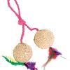 Игрушка для кошек Trixie в виде 2 мячиков с кошачей мятой и перьями на веревке (4501)