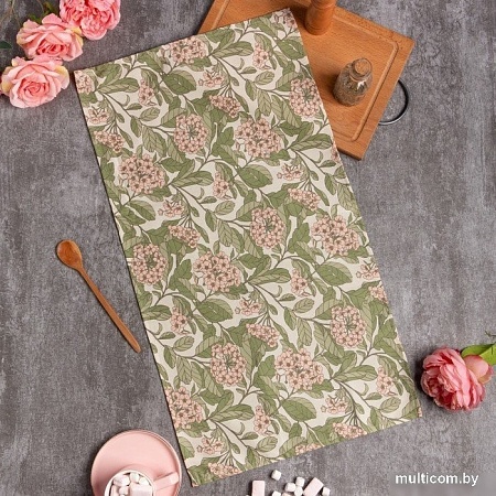 Полотенце Этель Spring garden 7560427 (белый/зеленый)