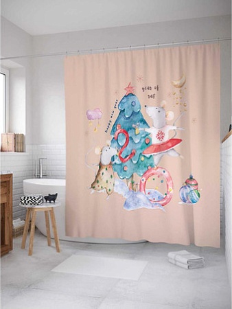Шторка-занавеска для ванны JoyArty Счастливого нового года sc_378427