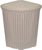 Корзина ВиолетПласт для белья угловая с крышкой 60 л Ротанг (латте)
