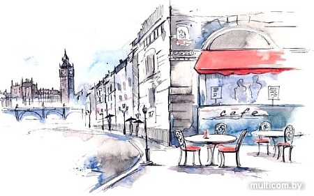 Фотообои Citydecor Лондон акварель с защитным покрытием 400x254