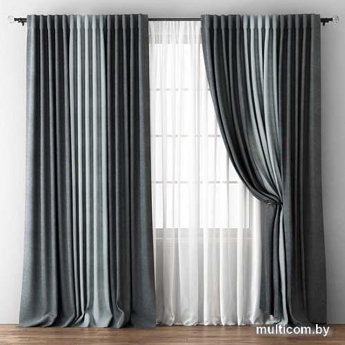 Комплект штор и гардин Pasionaria Кирстен 480x230 (3 шт, мокрый асфальт/серый)