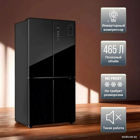 Четырёхдверный холодильник Tesler RCD-545I (черное стекло)