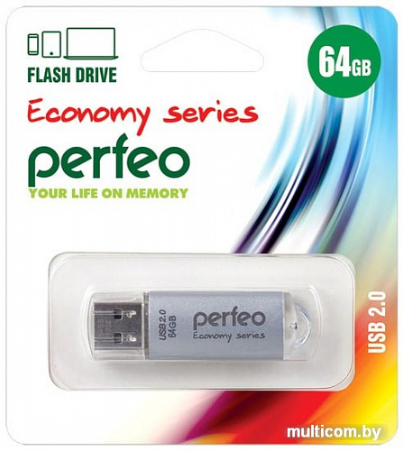 USB Flash Perfeo E01 64GB (серебристый)