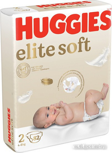 Подгузники Huggies Elite Soft 2 Mega 4-6 кг (82 шт)