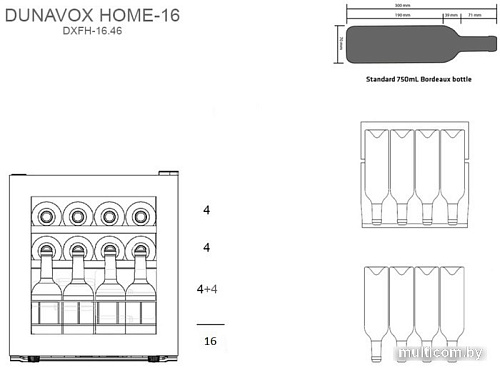 Винный шкаф Dunavox DXFH-16.46