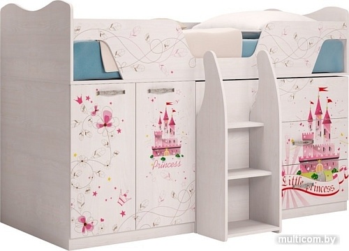 Кровать-чердак Ижмебель Принцесса 9 (лиственница сибиу)