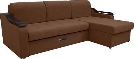 Диван Сириус Лидер-4 с оттоманкой НПБ 260x165 (Eva 03 велюр светло-коричневый)
