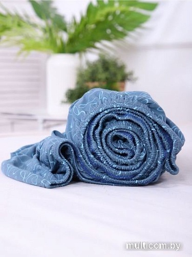 Постельное белье Luxsonia Трикотаж на резинке 120x200 1393 (вензель синий)