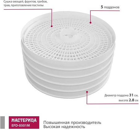 Сушилка для овощей и фруктов Мастерица EFD-0501M