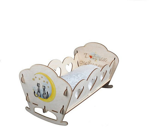 Кроватка для кукол Leader Toys Good Dreams Cat 11292 (дерево светлое)