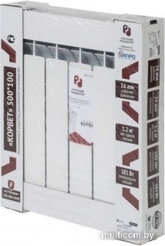 Алюминиевый радиатор Русский радиатор Корвет AL 500/100 (4 секции)