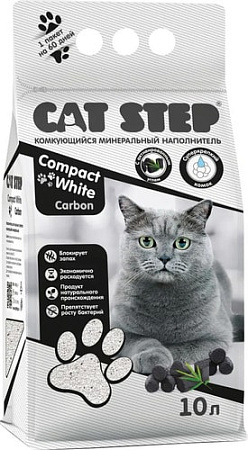 Наполнитель для туалета Cat Step Compact White Carbon 10 л