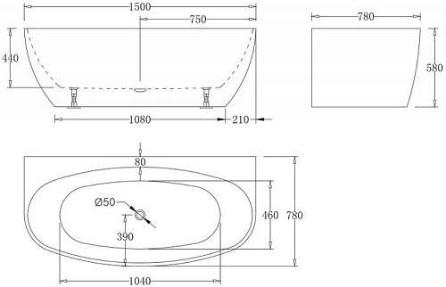 Ванна BelBagno BB83 150х78
