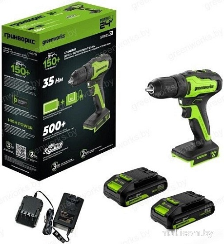 Дрель-шуруповерт Greenworks GD24DD35K2 3704007CUC (с 2-мя АКБ)