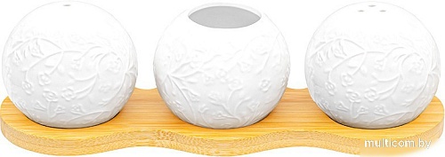 Набор для масла и уксуса с солонкой и перечницей Elan Gallery Веточки-цветочки 950296