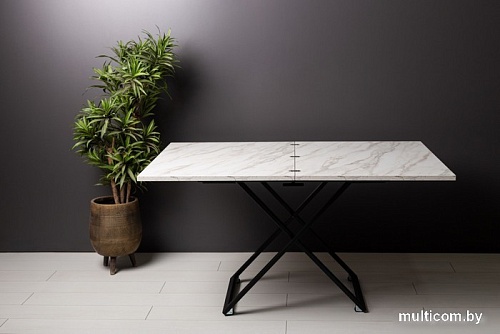 Стол-трансформер Levmar Compact D95/S53 (белый мрамор/черный)