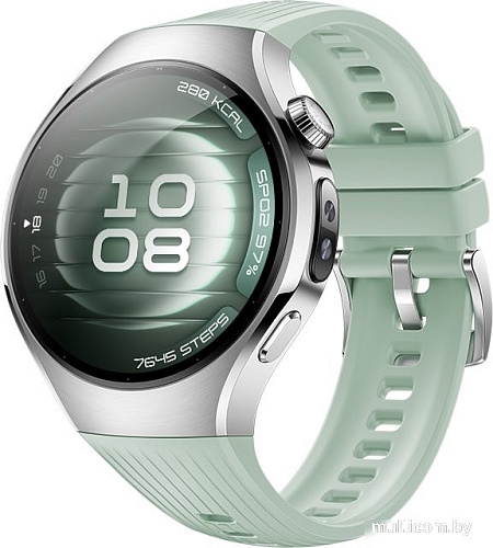Умные часы Huawei Watch 5 42 мм (серебристый, с зеленым силиконовым ремешком, международная версия)