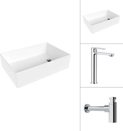Умывальник Lauter 21518-1 + Moon 21СK81691C с сифоном 21635CH (хром)