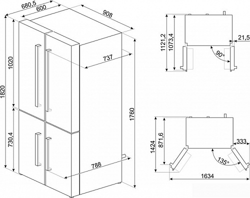 Четырёхдверный холодильник Smeg FQ60X2PE1