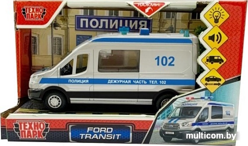 Игрушечный транспорт Технопарк Ford Transit Полиция TRANSITVAN-16PLPOL-SR