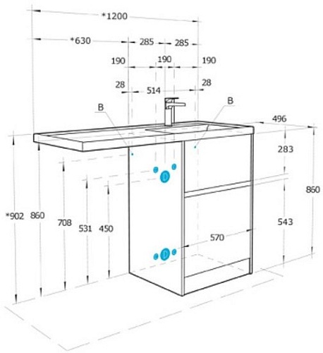 Акватон Тумба под умывальник Лондри 60 1A2669K1LHDR0