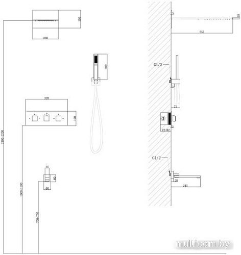 Душевая система Abber Daheim AF8253 (хром)