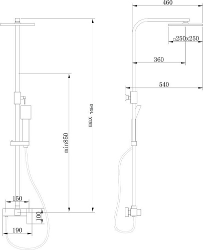 Душевая система Abber Daheim AF8220BL (черный матовый)