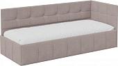 Кровать-тахта Трия Грей c мягкой обивкой с ПМ 80x200 (велюр Galaxy серо-бежевый)