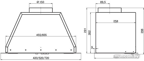 Кухонная вытяжка Elikor Врезной блок Flat 52П-650-К3Д (черный)