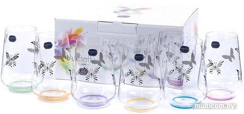 Набор стаканов для воды и напитков Bohemia Crystal Butterfly 23013/S1432/380