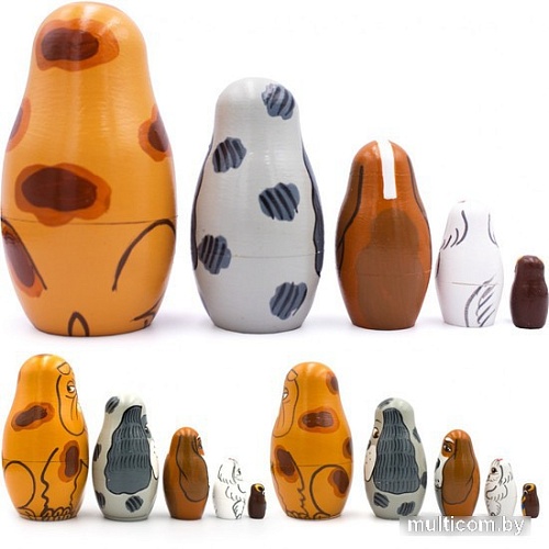Развивающая игра Брестская Матрешка Собаки разных пород (набор 5 шт)