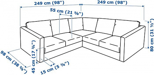 Угловой диван Ikea Вимле 592.113.74 (фарста темно-коричневый)