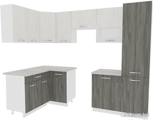 Угловая кухня ВерсоМебель Эко-5 1.4x2.6 левая (северное дерево светлое/сев дерево темное)