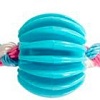 Игрушка для собак Duvo Plus Мяч ребристый с веревочной косичкой (голубой)