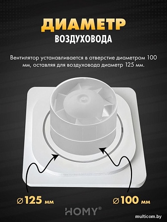 Вентиляционная решетка HOMY AIR квадратный AS100BT 15x15 (черная)