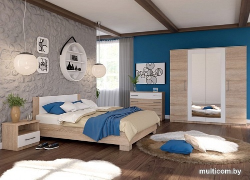 Кровать Imperial Аврора 160x200 ПМ (дуб сонома/белый)