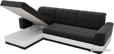 Угловой диван Mebelico Честер 61120 (левый, вельвет черный/экокожа белый)