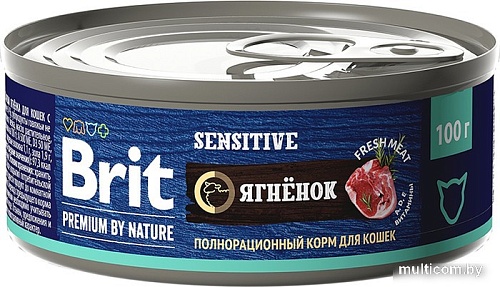 Натуральный корм для кошек Brit с чувствительным пищеварением с мясом ягненка 100 г