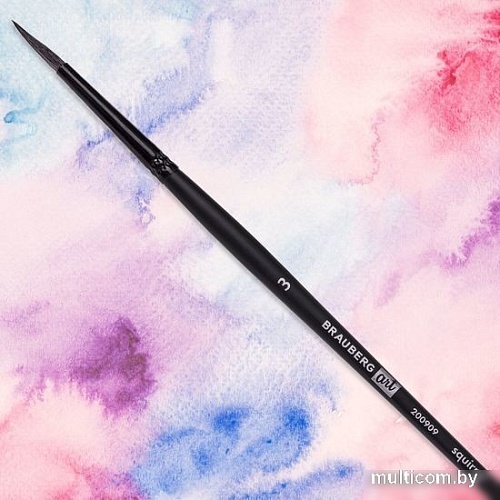 Кисть для рисования BRAUBERG Classic Белка 3 200909 (круглая, короткая ручка)