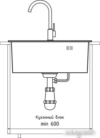 Кухонная мойка GranFest Metal нержавеющая сталь AISI 304 PVD GF-5045 Графит (с сифоном)