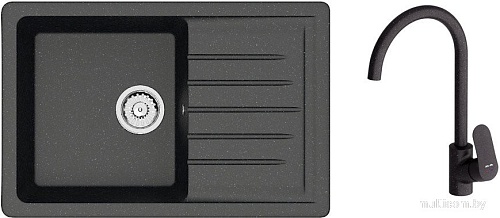 Кухонная мойка Berge BR-7602 + Like F8007122 (черный)