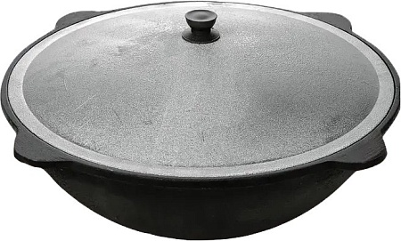 Казан Davr Metall Узбекский чугунный с крышкой, круглое дно (16 л)